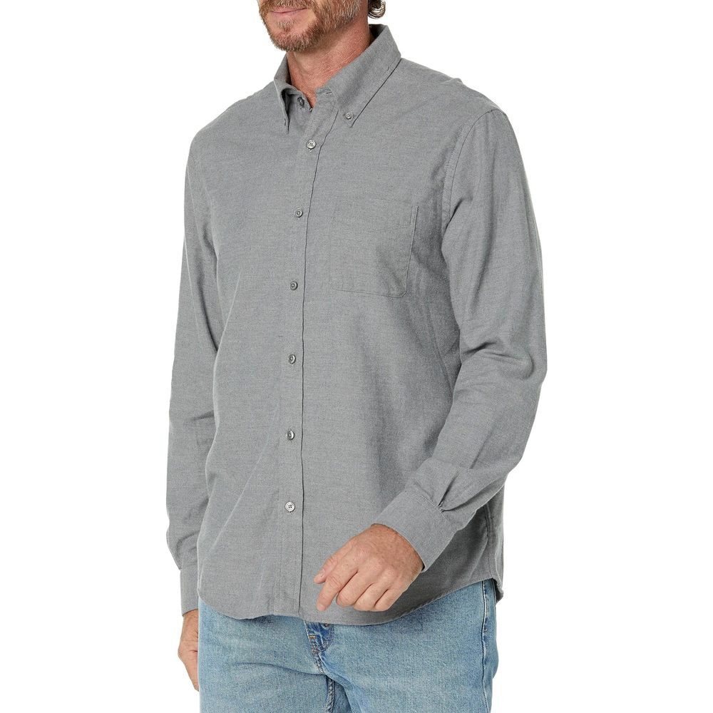 Brooks Brothers Men's Long Sleeve Flannel Shirt, Grey, Large